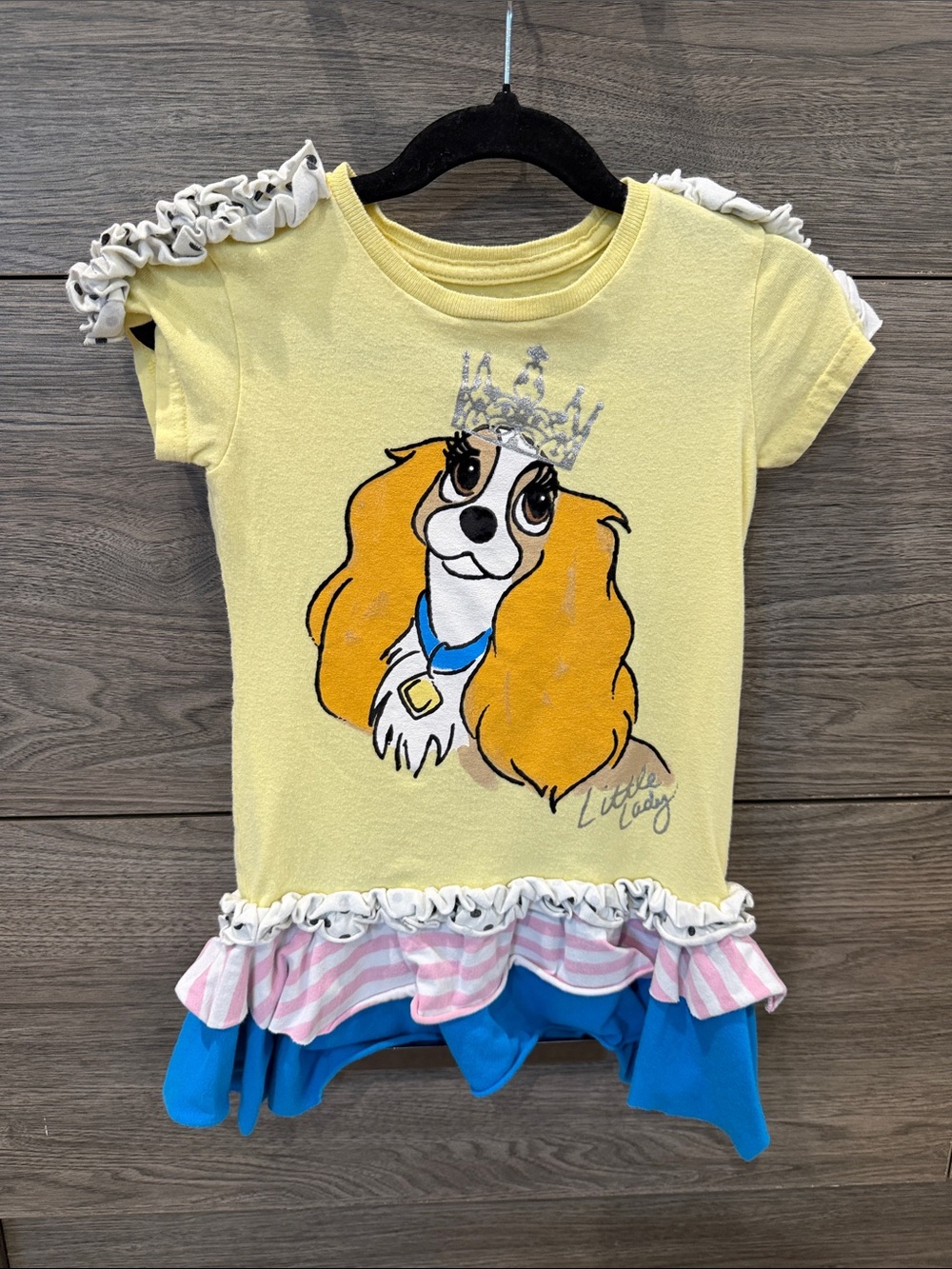 Kids Yellow lady and The Tramp Upcycle Ruffle Top -
